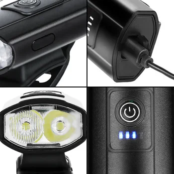 MTB Kolesarske Luči Spredaj 600 Lumen T6 LED Lučka za Kolo 1000mAh USB Polnjenje Smerniki Vklop, Prikaz Kolesarsko Krmilo Svetilka