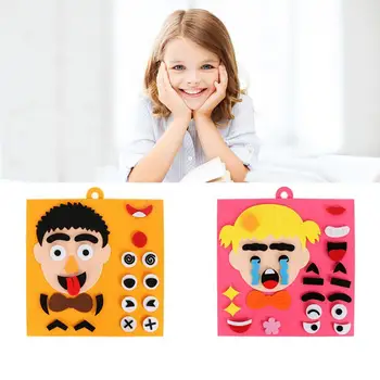 DIY Ustvarjalnega Izražanja Puzzle Igrače Non-woven Vrtec Čustva Otrok Učenja Smešno Set Obraz Puzzle Otroci Izobraževalne