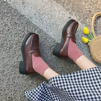 Japonski Visoki Šoli Študenta Čevlji Girly Dekle Lolita Čevlji Cospaly Čevlji JK Enotno PU Usnje Loafers Priložnostne Čevlji