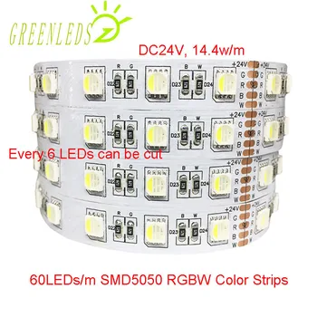 LED Trakovi IP20 Ne-nepremočljiva 60LEDs na Meter RGBW Barve za 14,4 w/m DC12V/24V IP20 Prilagodljivi Trakovi Z 3 Leta Garancije