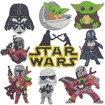 Star Wars Baby Yoda Diamond Nalepke Otrok Diamond Nalepke DIY Obrt Obrt Igrače Puzzle Dekleta Darilo Igrajo Hiša