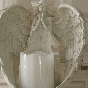 Ustvarjalne Smolo Angel Figurice Elektronska Sveča Obrti Doma Dekor Angel Miniaturni Svijećnjak Okraski Poročna Darila