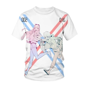 Anime T-shirt Luštna Dekleta Draga V Franxx 3D Tiskanja Ulične Moški Ženske Modni Hip Hop T Shirt Harajuku Tshirt Vrhovi Unisex