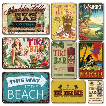 Poletje Industrijske Bar Na Plaži Dobrodošli Tin Prijavite Letnik Tiki Bar Pub Dekoracijo Sten Kovinsko Ploščo, Plakat, Na Havajih, Iz Železa Slikarstvo Ploščica