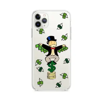 Risanka Luksuzni Dolar MonopolyS Telefon Primeru Jasno, za iphone 12 11 Pro max mini XS 8 7 6 6S Plus X 5S SE 2020 XR pokrov