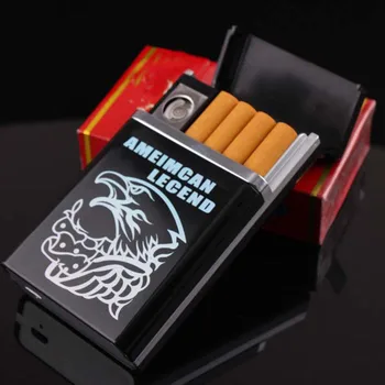Prenosni škatle cigaret primeru električni vžigalnik USB Windproof brezplamensko polnjenje Cigaret Ustvarjalne Elektronski vžigalnik Brez plina