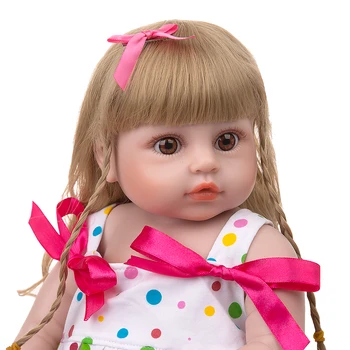 Simulacija Prerojeni Baby Doll 19 palca Polni Silikona Telo Z Obleko Za Dekle Živ Otrok Igrača Novorojenčka Moda Dan Otrok Darilo