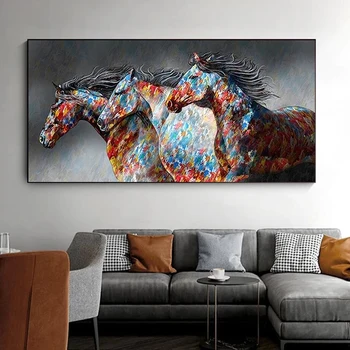 Povzetek Teče Konj Živali Umetniško Platno Slikarstvo Plakatov in Fotografij Cuadros Wall Art za Dnevni Sobi Doma Dekor (Brez Okvirja)