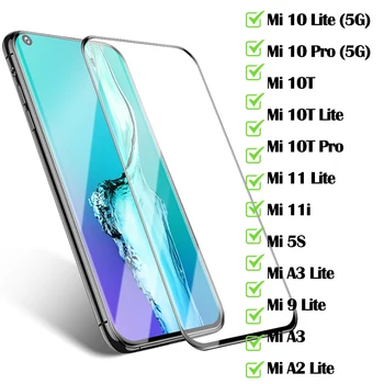 9D Polno Kritje Kaljeno Steklo Za Xiaomi Mi 11 Lite 11I 10T Pro Zaščitno Steklo Xiomi Mi 5S A3 A2 Screen Protector Film, Mi10 T