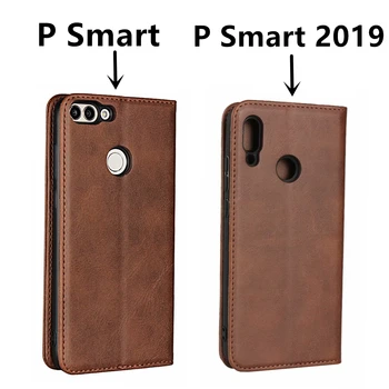 Usnjena torbica za Huawei P Smart 2019 PSmart P Smart Flip primeru imetnik kartice Tulec, Magnetna privlačnost Kritje Denarnice Primeru