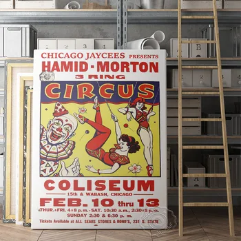 Chicago Colliseum Cirkus, Tiskanje Plakatov, Tri Človek Akrobacij Kažejo, Stenska Slika, Starinski Stenski Dekor, Klovn Nasmeh Stensko Slikarstvo