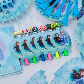 Disney Princesa Zamrznjene Elsa Ana Temo Stranki Potrebščine, Papir, Tablice Pokal Slamic Rog Za Dekleta Rojstni Dan Transparenti Dekor Balon