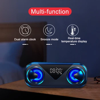 Prenosni Brezžični Bluetooth Zvočnik, Budilka Soundbar LED Računalnik, Zvočniki, Bluetooth TF USB Glasbe Boombox FM RadioSubwoofer