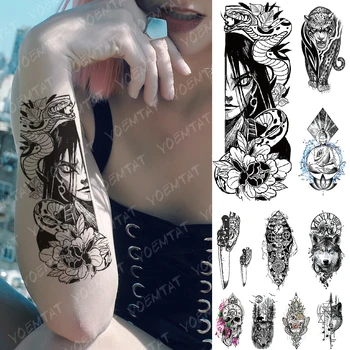 Nepremočljiva Začasni Tattoo Nalepke Kurama Orochimaru Kača Flash Tetovaže Stare Šole Body Art Roko Ponaredek Tattoo Ženske Moški