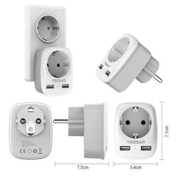 TESSAN 7 v 1 Več Plug Power Trakovi Prenapetostna Zaščita s Stikalo 4 AC Vtičnice in 3 Polnjenje prek kabla USB Vrata 5V 2.4 za Dom