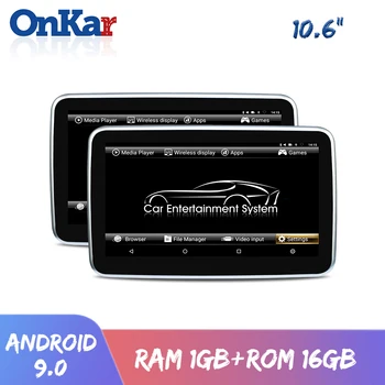 ONKAR Android 9.0 Avto Vzglavnik Monitor 10.6 Palčni IPS Zaslon na Dotik 1GB+16GB, FM/WIFI/Miracast/USB/HDMI/SD Kartica
