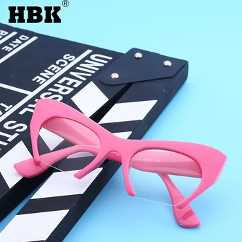 HBK Nov Modni Cat Eye Glasses Pol Okvir Ženske Moški Optični Pisane Črno Roza Očala Za Žensko Jasno Objektiv Navaden Očala