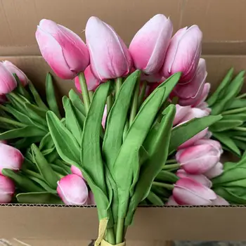 10PCS/22 barv Tulipanov Umetne Rože Pravi Dotik Umetno Šopek Ponaredek Cvet za Poročna Dekoracija, Cvetje Doma Garen Deco