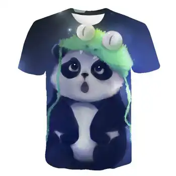 3D Otroški Igri Srčkan Živali Panda T-shirt Harajuku Zvezdnato T-shirt Moda Poletni Kratki Rokav Vrh Hip Hop T-shirt Ulične Tees