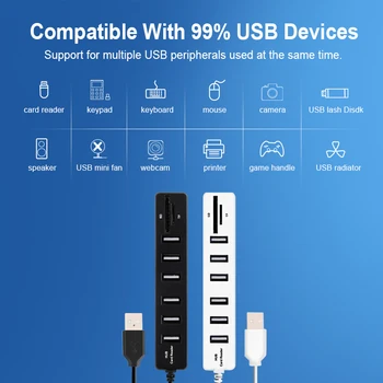 ZVEZDIŠČE USB 3.0 Multi USB Razdelilnik USB 3.0, Hab SD TF Card Reader Več ZVEZDIŠČE USB za Računalnik Prenosnik