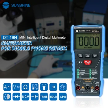 SUNSHINE DT-19N Visoko Natančnost Multimeter Digitalni Mini Inteligentni Multimetrov za Mobilni Telefon AC DC Voltmeter Ampermeter Orodje