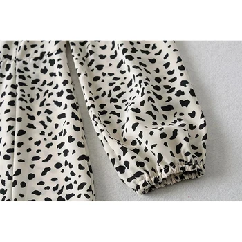 Sukibandra Pomlad 2021 Long Sleeve Vintage Leopard Obleko Eleganten Poletje Ženske Split Obleke Francoski Plaži Boho Šifon Obleko Midi