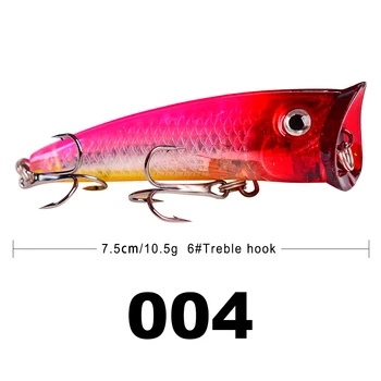 GOBYGO 75 MM 10.5 G Popper Fishing Lure Plavajoče Umetnih Vab Bionic Težko Vabe Trojno Kavelj Isca Peche Ščuka Ribištvu Tackle