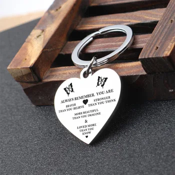 Stilsko nerjavnega jekla keychain za ženske napis v obliki srca metulj keychain dodatki