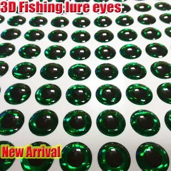 2021 NOVO 3D ribolov vaba oči letenje oči izberete velikost:4 MM--8 MM količina:500pcs/veliko realne umetno ribolov oči, barva:ZELENA