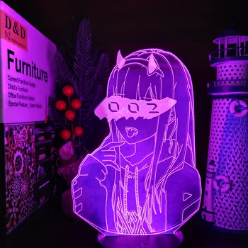 DRAGA v FRANXX Nič Dveh 002 3D Led Iluzijo, Nočne Luči Anime Lučka Led Osvetlitev Za Božično Darilo