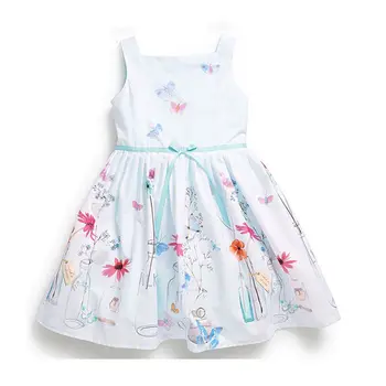 Otroci Baby Dekleta Princesa Stranka Cvet Žogo Obleke Visoke Kakovosti Kratek Tiskanja brez Rokavov Formalnih Obleke, 1-7Y