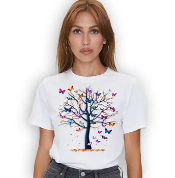 Metulji Ljubitelje T-Shirt Beautiful Butterfly Drevo Srajco , Narave Drevo Tee