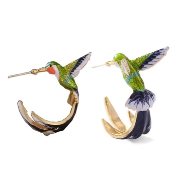 2021 Nov Slog, Ki Plujejo Pod Hummingbird Slikarstvo Olje Uhani Srčkan Živali Nakit, Ženski Modni Uhani Emajl Stud Uhani Darila