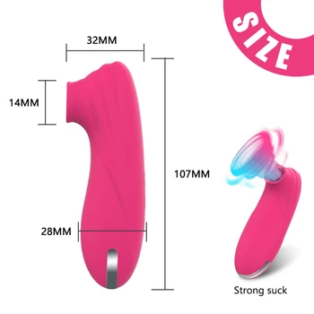 Močan Klitoris Bedak Vakuumske Vibrator za Klitoris Sesanje Nastavek Sesanju Jezika z vibriranjem Ustni Lizanje Sex Igrače za Odrasle Ženske
