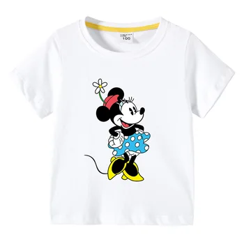Disney Poletje Otroci Oblačila Minnie Majica Kratek Rokav&mickey Mouse Traper Hlače Modni Malo Dekliška Oblačila Sklop Stranka Obleke