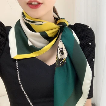 90 cm * 90 cm Design Šal Lady Šal Tiskane Svile Počutil Headscarf Šal Lady Headscarf Kvadratni Šal Lady Zaviti Šal 2021