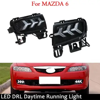 LED Dnevnih Luči Za Mazda 6 2006-2009 LED DRL Dnevnih Svetlobe Dnevna svetloba Z Rumeno Obrnite Signala in Modra svetloba