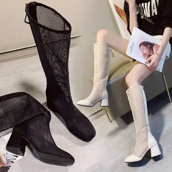 2021 sandali ženske poletje nove modne ženske sandale ravno čevlji za odrasle kolena-dolžina očesa čevlji Britanski stil
