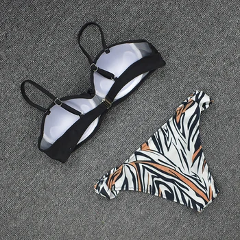 Seashy Seksi Bikini Kopalke Ženske Push Up Kopalke Nizko Vitka Leopard Tangice Dva Kosa Plaže za Kopanje Plavanje Obleko Nositi S~2XL