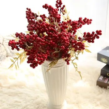 Umetni Fižol Cvetje, Poročni Šopek Jesenski Okras Božič Rdeče Sadje Berry Bean Cvetje Božično Drevo Decor