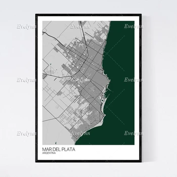 Mar Del Plata, Argentina Zemljevid Umetnosti Tiskanja - Veliko Stilov - Scandi /Letnik / Wall Art Platno Slike Sodobne Dom Dekor, Plakati,