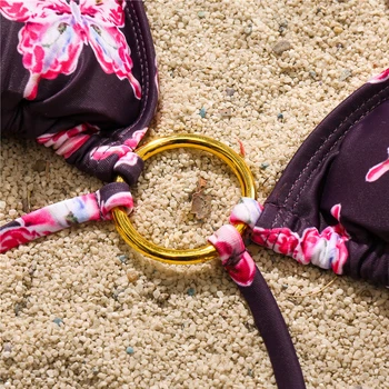 V-X Brazilski povoj kopalke ženske Povodcem kopalke ženske Trikotnik bikini komplet Metulja print kopalke 2 kos 2021 nova
