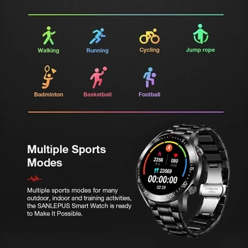 Novo Jeklo Pametno Gledati Moške Krvnega Tlaka, Srčnega utripa, Spremljanje Nepremočljiva Vreme Opomnik Šport Smartwatch Za IOS Android