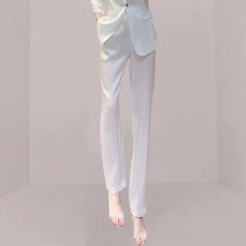 2021 pomlad moda satenasto obleko obleko za ženske dolgo sleeved vrhu in hlače in ohlapno priložnostne korejskem slogu temperament tanko svileno obleko