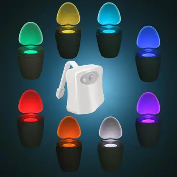Smart PIR Senzor Gibanja Školjko Sedeža Noč Svetlobe 8 Barv Nepremočljiva Ozadja Za Toaletno Posodo LED Luminaria Lučka za WC Školjko Svetlobe