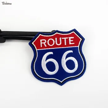 Modra Route 66 Nalepke Značko Krpo Obliži Vezenje železa na Appliques Krpo Suknjič Vrečke Dekoracijo DIY Šivalne Potrebščine