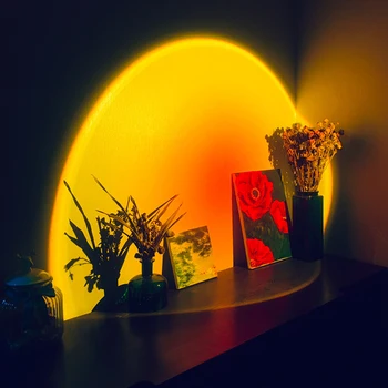 2021 USB Gumb Mavrični sončni Zahod Projektor Vzdušje Led Nočna Lučka Doma Kava Trgovine, v Ozadju Stene Barvita Dekoracija Žarnice