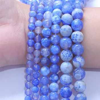 Modra Agate Kamen, Noge Krogu Modre Naravnega Kamna Kroglice Za Nakit, Izdelava DIY Čar Zapestnico Pribor 15