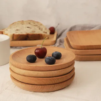 Lesene večerja ploščo, kvadrat in krog večerja ploščica, sadje, sladice torta sladica sladkarije krožnik leseno skledo