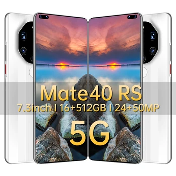 Mate40 RS 16MP+32MP 16GB+512GB 7.3 Palčni Pametni telefon z Dvojno SIM+Mikro Levo Kopati Zaslon Obraz ID Prstnih ID 2021 Nov Pametni telefon